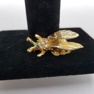 Tremor Wing Vintage Fly Rhinestone lapel brooch